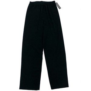 Black 100% Merino Wool Ribbed Knit Lounge Pants